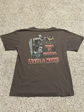 Buck Wear Brown Graphic T-Shirt Size L